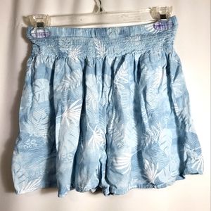 lotus & luna blue & white paperbag handmade shorts women's S  #1727